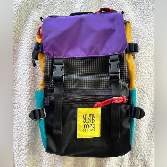 Like New! Topo Designs Mini Rover Backpack Ripstop/Black/Purple Retro Unisex - Picture 4 of 15